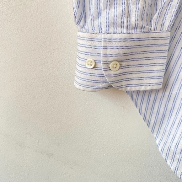 Armani Collezioni Shirt Stripe Long Sleeve Blue White UK 16.5 42 - Picture 4 of 7